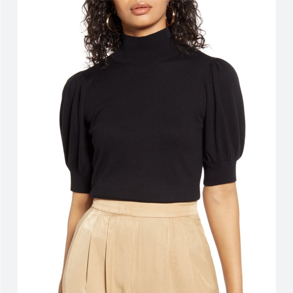 Tahari Black Puff Sleeve Sweater